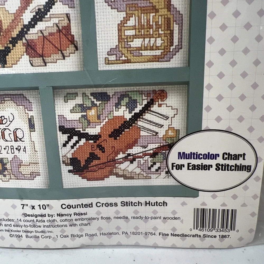 Vtg Bucilla Gallery Of Stitches Music Cross-Stitch Hutch Kit 1994 #33453